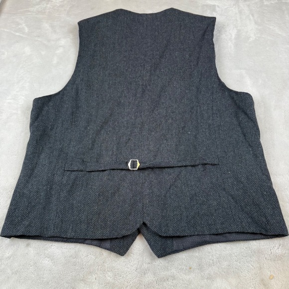 Emerald Isle Weaving Mens Navy Herringbone Wool Touch Waistcoat Vest Size XXL - Picture 5 of 10